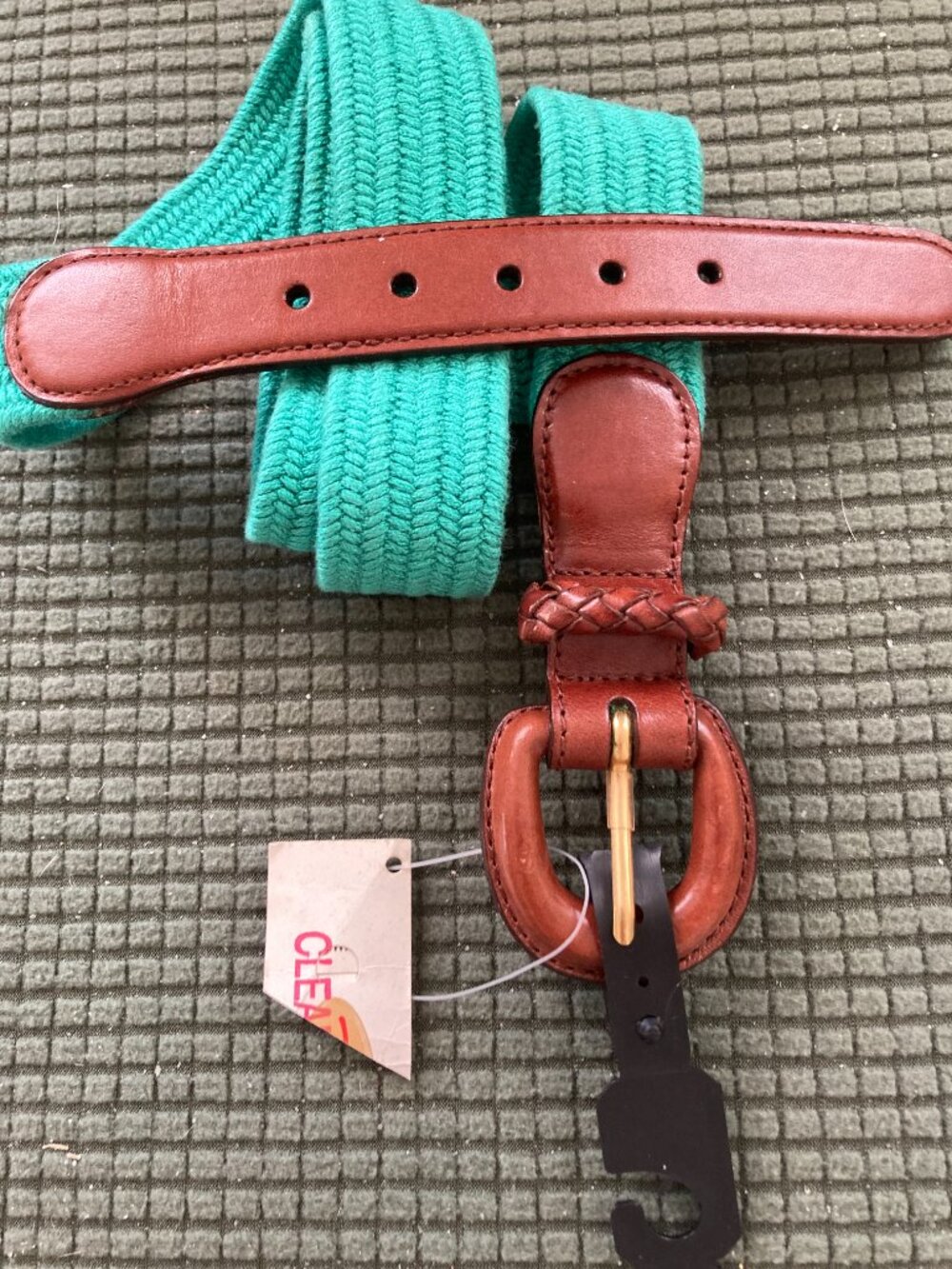 TALBOTS NEW  EXTRA LONG LEATHER/ CLOTH BELT XL